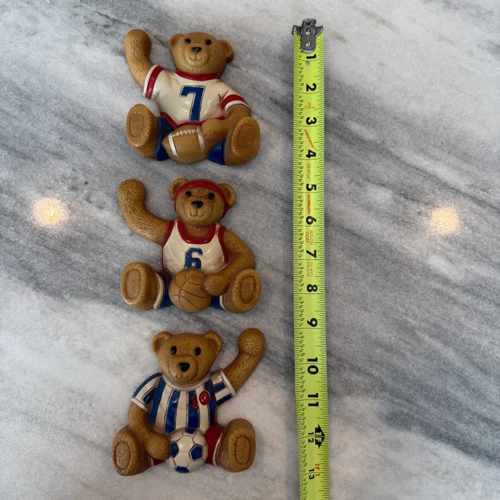 Vintage Sports Teddy Bear Wall‎ Hangings Kids Room Soccer Football Basketball